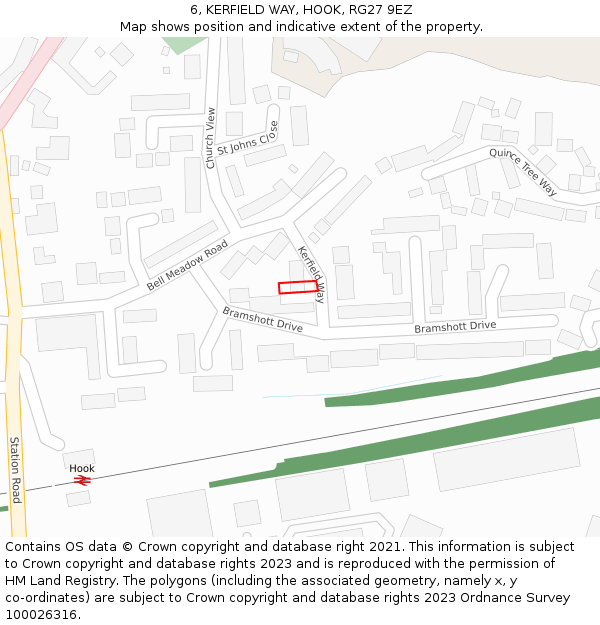 6, KERFIELD WAY, HOOK, RG27 9EZ: Location map and indicative extent of plot