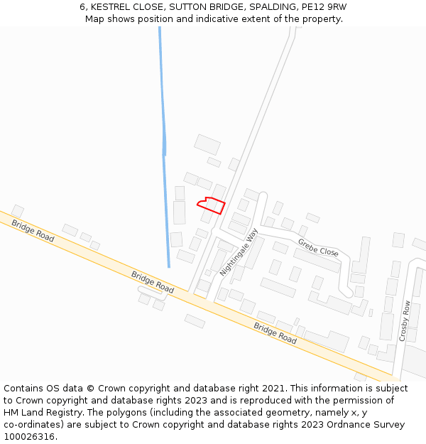 6, KESTREL CLOSE, SUTTON BRIDGE, SPALDING, PE12 9RW: Location map and indicative extent of plot