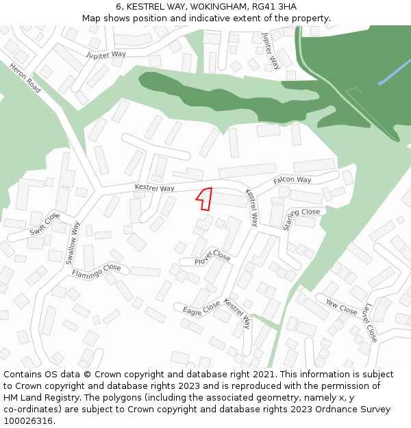6, KESTREL WAY, WOKINGHAM, RG41 3HA: Location map and indicative extent of plot