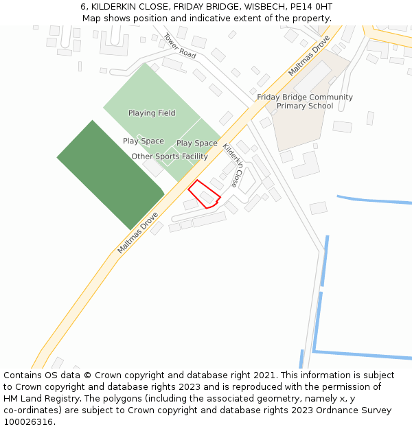 6, KILDERKIN CLOSE, FRIDAY BRIDGE, WISBECH, PE14 0HT: Location map and indicative extent of plot
