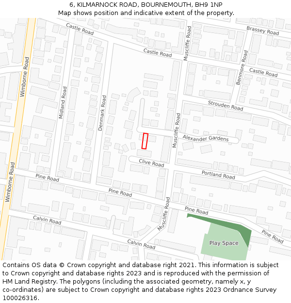 6, KILMARNOCK ROAD, BOURNEMOUTH, BH9 1NP: Location map and indicative extent of plot