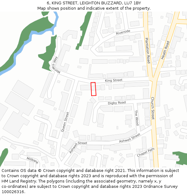 6, KING STREET, LEIGHTON BUZZARD, LU7 1BY: Location map and indicative extent of plot