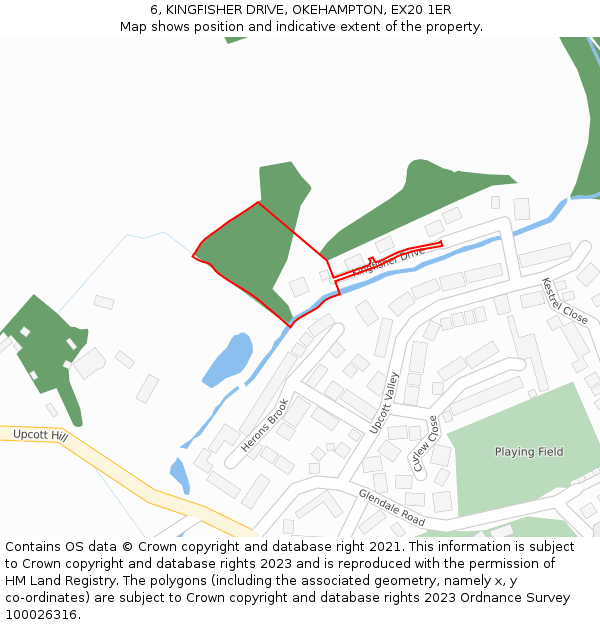 6, KINGFISHER DRIVE, OKEHAMPTON, EX20 1ER: Location map and indicative extent of plot
