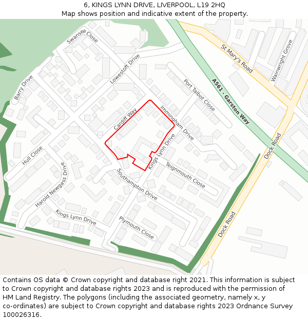 6, KINGS LYNN DRIVE, LIVERPOOL, L19 2HQ: Location map and indicative extent of plot