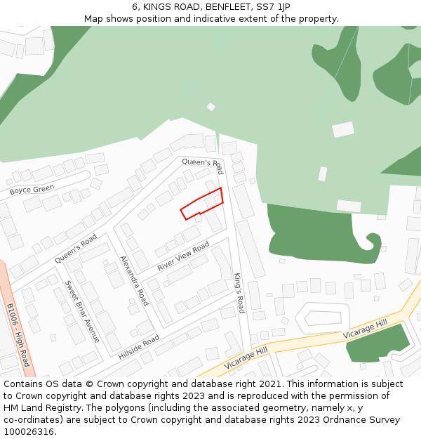 6, KINGS ROAD, BENFLEET, SS7 1JP: Location map and indicative extent of plot