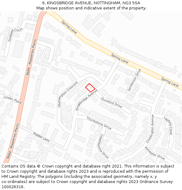 6, KINGSBRIDGE AVENUE, NOTTINGHAM, NG3 5SA: Location map and indicative extent of plot