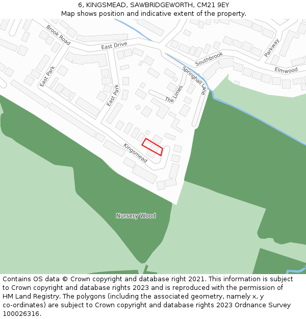 6, KINGSMEAD, SAWBRIDGEWORTH, CM21 9EY: Location map and indicative extent of plot