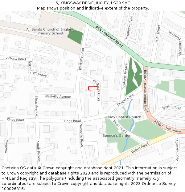 6, KINGSWAY DRIVE, ILKLEY, LS29 9AG: Location map and indicative extent of plot