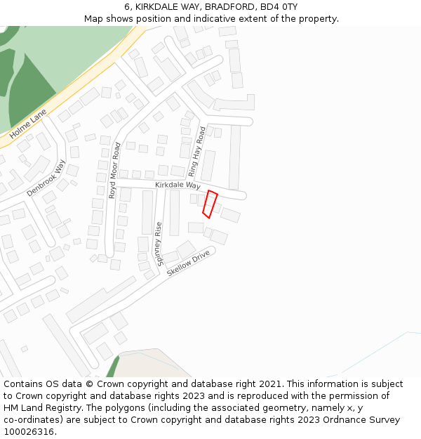 6, KIRKDALE WAY, BRADFORD, BD4 0TY: Location map and indicative extent of plot