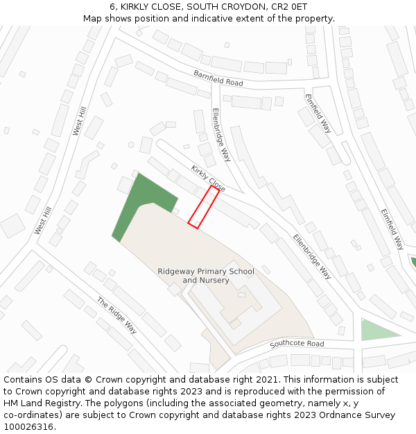 6, KIRKLY CLOSE, SOUTH CROYDON, CR2 0ET: Location map and indicative extent of plot