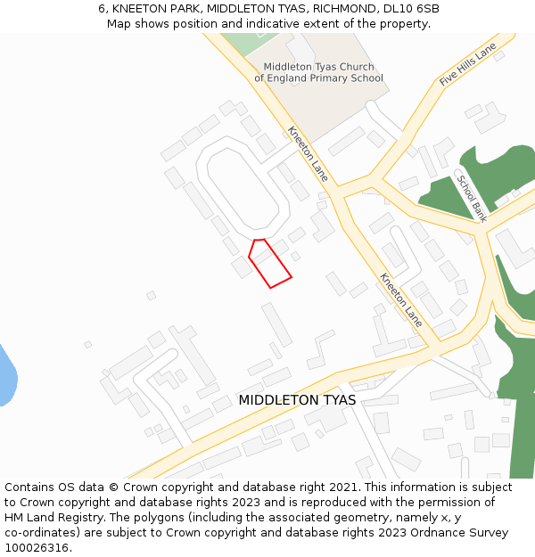 6, KNEETON PARK, MIDDLETON TYAS, RICHMOND, DL10 6SB: Location map and indicative extent of plot