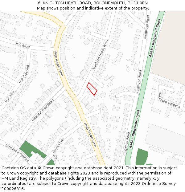 6, KNIGHTON HEATH ROAD, BOURNEMOUTH, BH11 9PN: Location map and indicative extent of plot