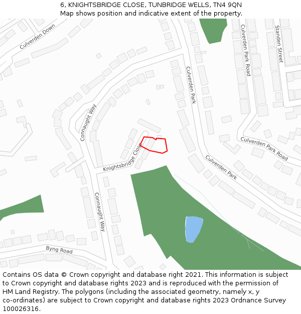 6, KNIGHTSBRIDGE CLOSE, TUNBRIDGE WELLS, TN4 9QN: Location map and indicative extent of plot