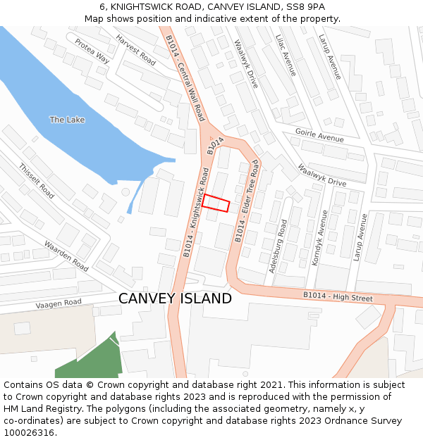 6, KNIGHTSWICK ROAD, CANVEY ISLAND, SS8 9PA: Location map and indicative extent of plot