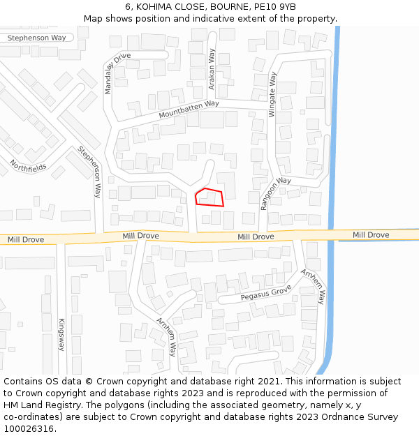 6, KOHIMA CLOSE, BOURNE, PE10 9YB: Location map and indicative extent of plot