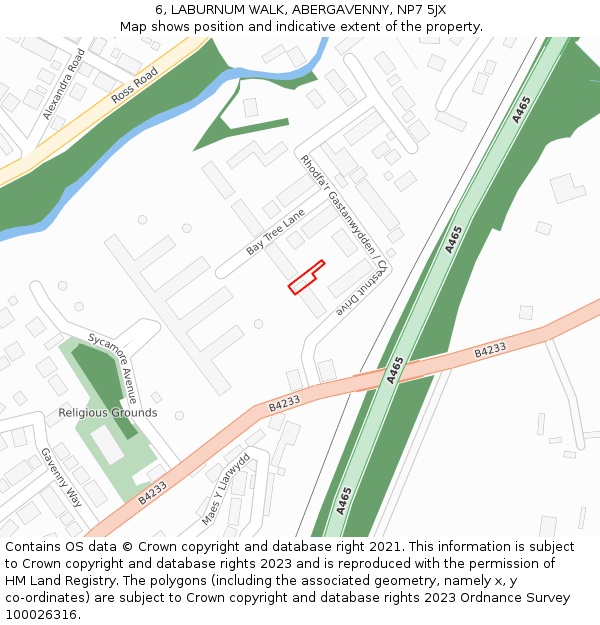 6, LABURNUM WALK, ABERGAVENNY, NP7 5JX: Location map and indicative extent of plot