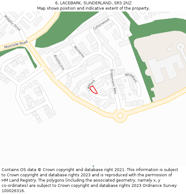 6, LACEBARK, SUNDERLAND, SR3 2NZ: Location map and indicative extent of plot