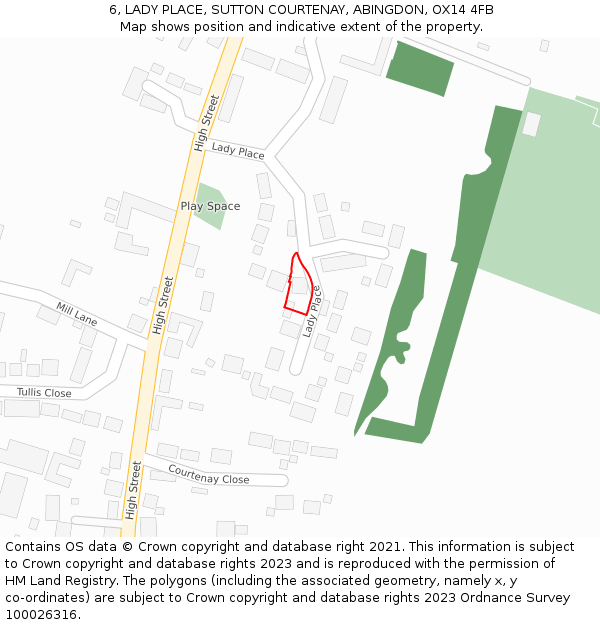 6, LADY PLACE, SUTTON COURTENAY, ABINGDON, OX14 4FB: Location map and indicative extent of plot