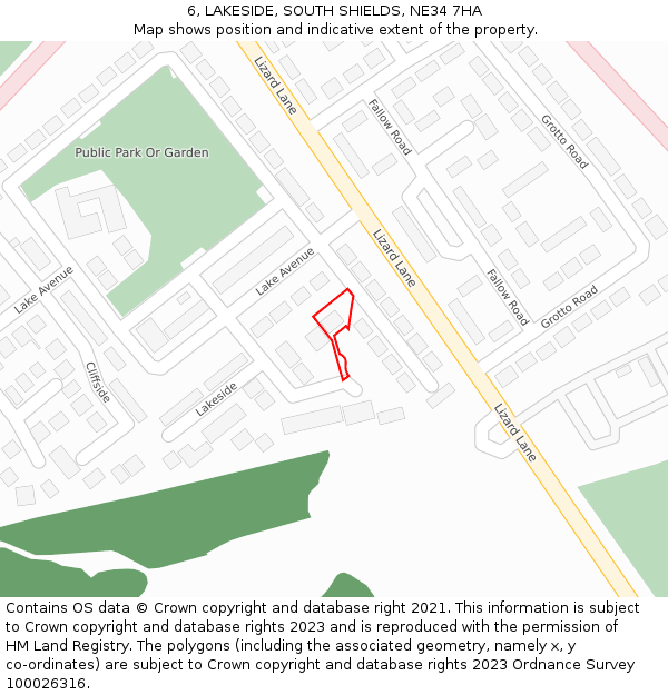 6, LAKESIDE, SOUTH SHIELDS, NE34 7HA: Location map and indicative extent of plot