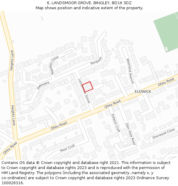 6, LANDSMOOR GROVE, BINGLEY, BD16 3DZ: Location map and indicative extent of plot