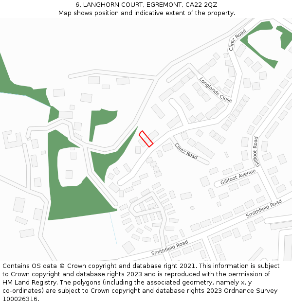 6, LANGHORN COURT, EGREMONT, CA22 2QZ: Location map and indicative extent of plot