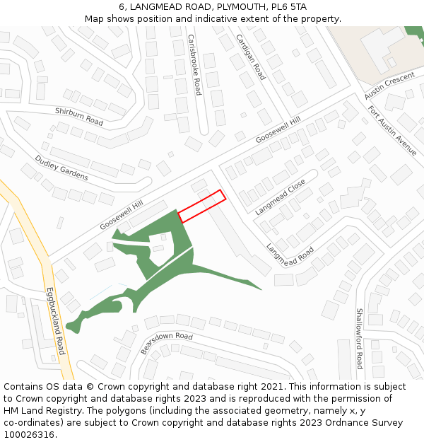 6, LANGMEAD ROAD, PLYMOUTH, PL6 5TA: Location map and indicative extent of plot