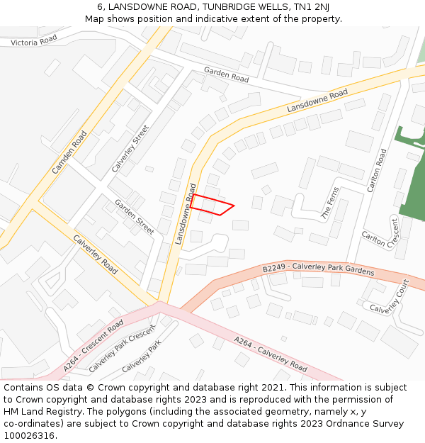 6, LANSDOWNE ROAD, TUNBRIDGE WELLS, TN1 2NJ: Location map and indicative extent of plot