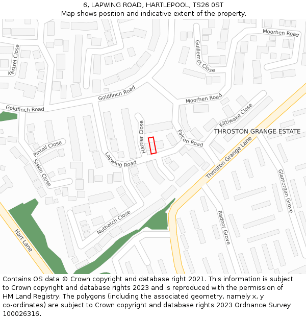 6, LAPWING ROAD, HARTLEPOOL, TS26 0ST: Location map and indicative extent of plot