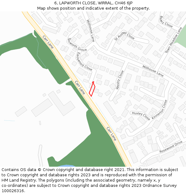 6, LAPWORTH CLOSE, WIRRAL, CH46 6JP: Location map and indicative extent of plot