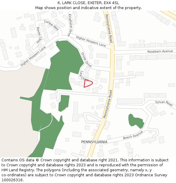 6, LARK CLOSE, EXETER, EX4 4SL: Location map and indicative extent of plot