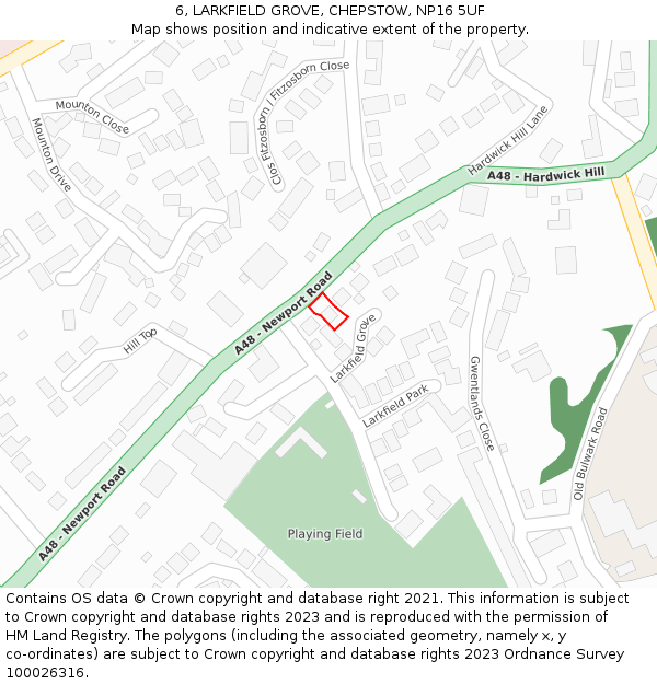 6, LARKFIELD GROVE, CHEPSTOW, NP16 5UF: Location map and indicative extent of plot