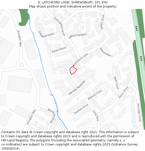 6, LATCHFORD LANE, SHREWSBURY, SY1 4YG: Location map and indicative extent of plot