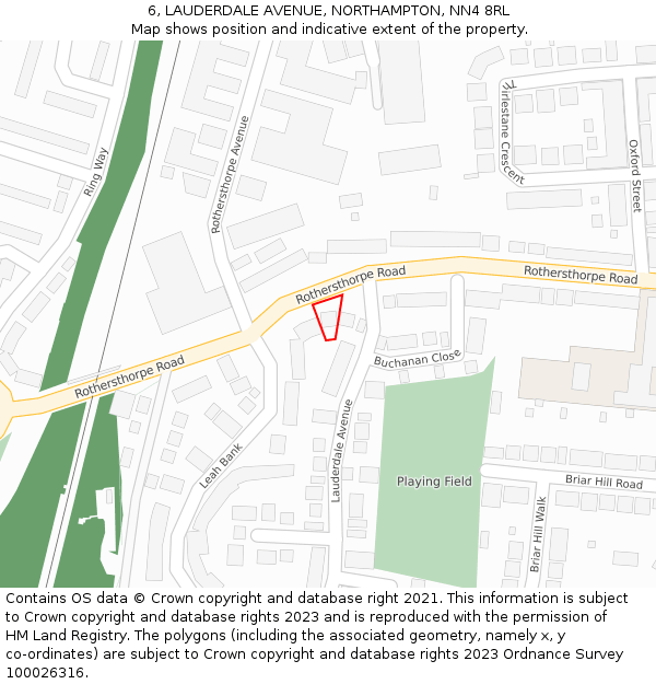 6, LAUDERDALE AVENUE, NORTHAMPTON, NN4 8RL: Location map and indicative extent of plot