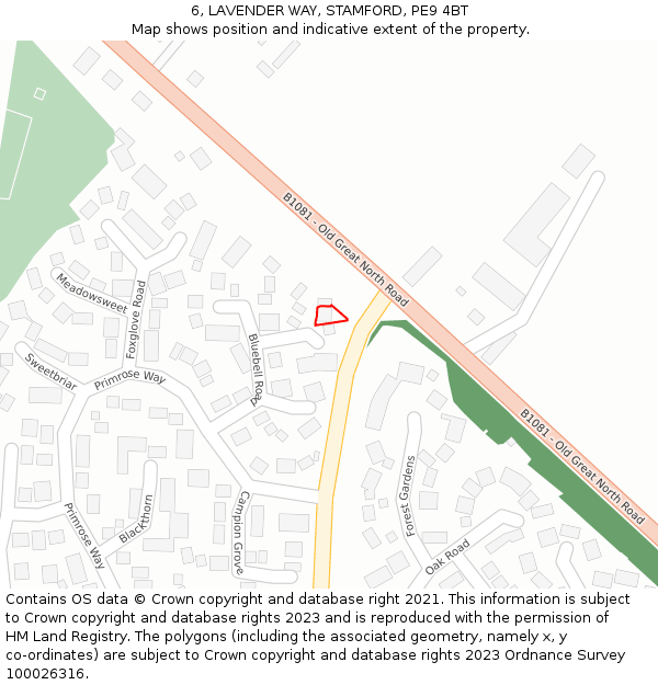 6, LAVENDER WAY, STAMFORD, PE9 4BT: Location map and indicative extent of plot