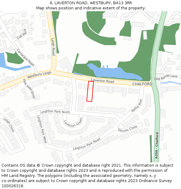 6, LAVERTON ROAD, WESTBURY, BA13 3RR: Location map and indicative extent of plot