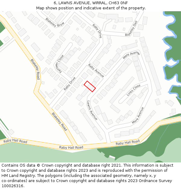 6, LAWNS AVENUE, WIRRAL, CH63 0NF: Location map and indicative extent of plot