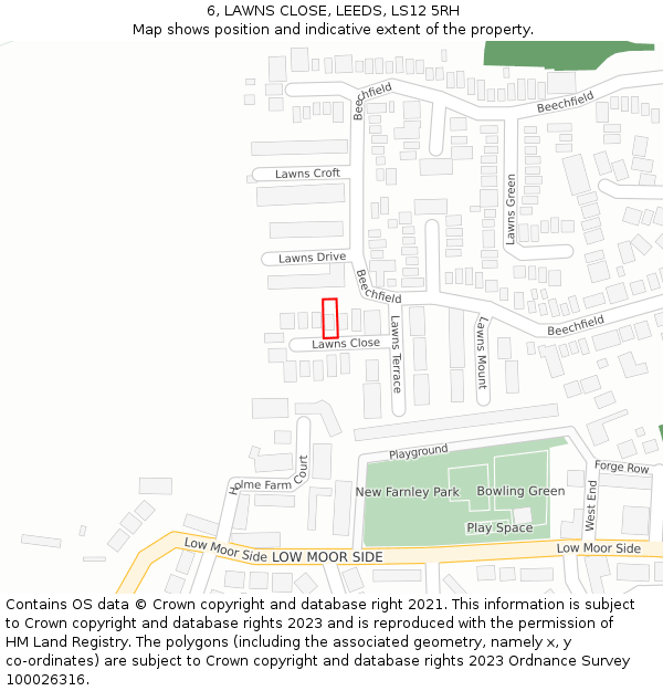 6, LAWNS CLOSE, LEEDS, LS12 5RH: Location map and indicative extent of plot