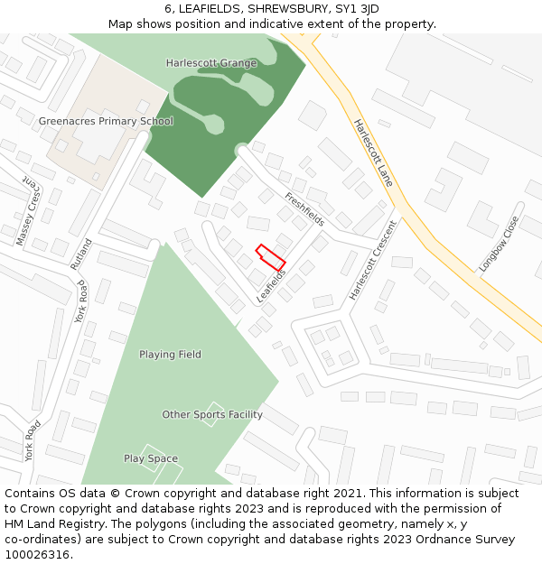 6, LEAFIELDS, SHREWSBURY, SY1 3JD: Location map and indicative extent of plot