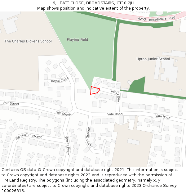 6, LEATT CLOSE, BROADSTAIRS, CT10 2JH: Location map and indicative extent of plot