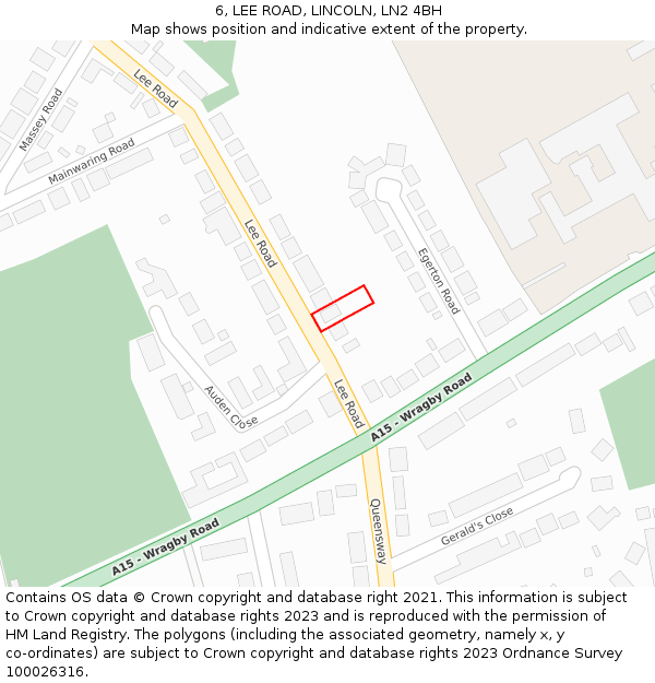 6, LEE ROAD, LINCOLN, LN2 4BH: Location map and indicative extent of plot