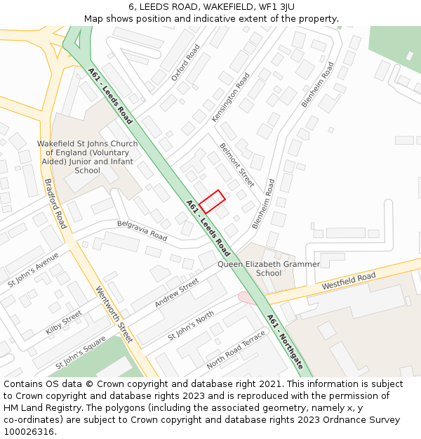 6, LEEDS ROAD, WAKEFIELD, WF1 3JU: Location map and indicative extent of plot