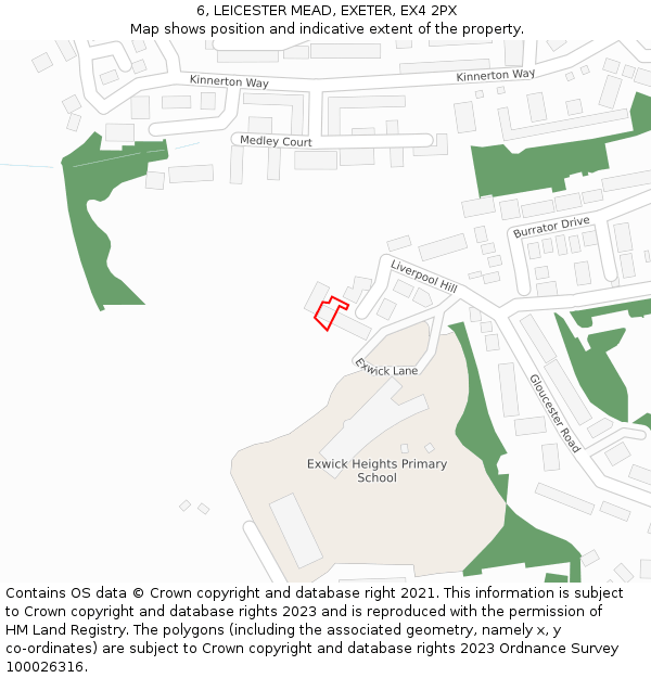 6, LEICESTER MEAD, EXETER, EX4 2PX: Location map and indicative extent of plot