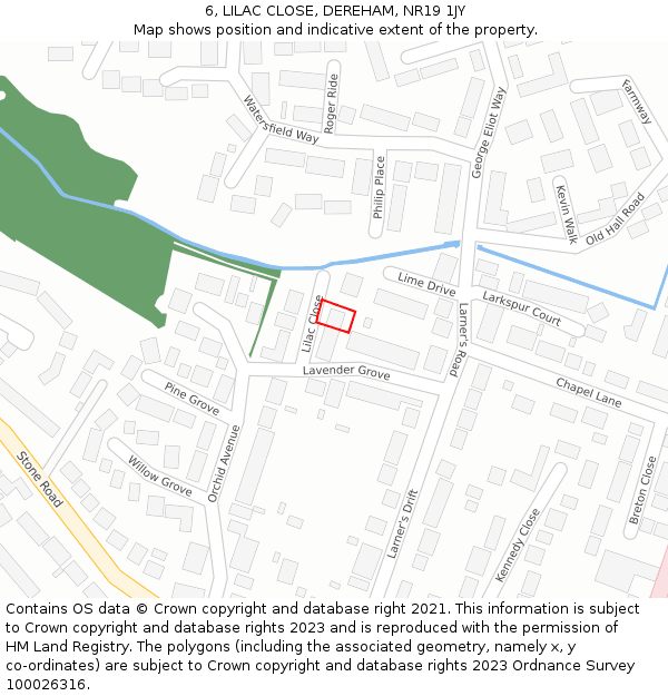 6, LILAC CLOSE, DEREHAM, NR19 1JY: Location map and indicative extent of plot