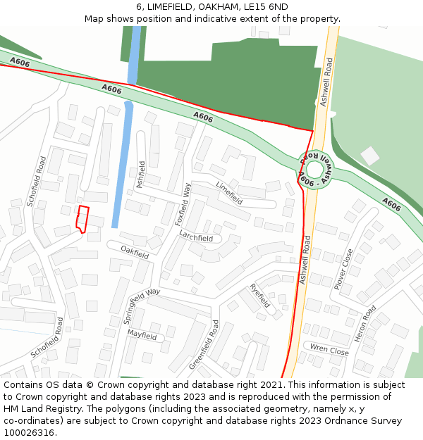 6, LIMEFIELD, OAKHAM, LE15 6ND: Location map and indicative extent of plot