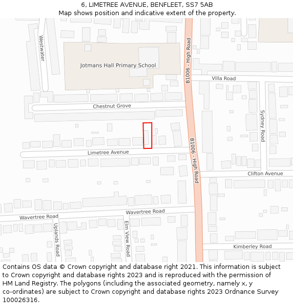 6, LIMETREE AVENUE, BENFLEET, SS7 5AB: Location map and indicative extent of plot