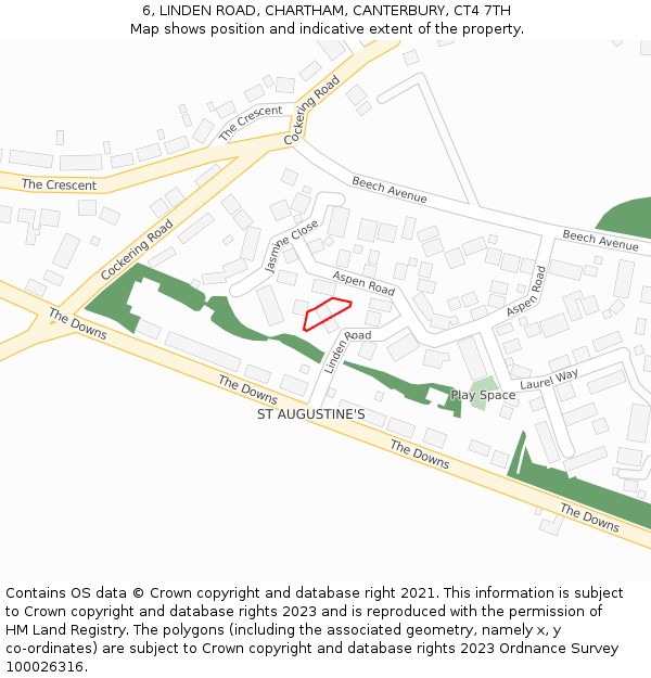 6, LINDEN ROAD, CHARTHAM, CANTERBURY, CT4 7TH: Location map and indicative extent of plot