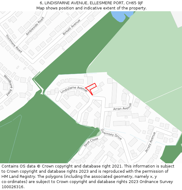 6, LINDISFARNE AVENUE, ELLESMERE PORT, CH65 9JF: Location map and indicative extent of plot