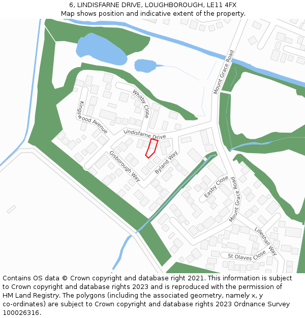 6, LINDISFARNE DRIVE, LOUGHBOROUGH, LE11 4FX: Location map and indicative extent of plot