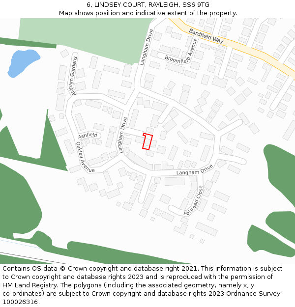 6, LINDSEY COURT, RAYLEIGH, SS6 9TG: Location map and indicative extent of plot