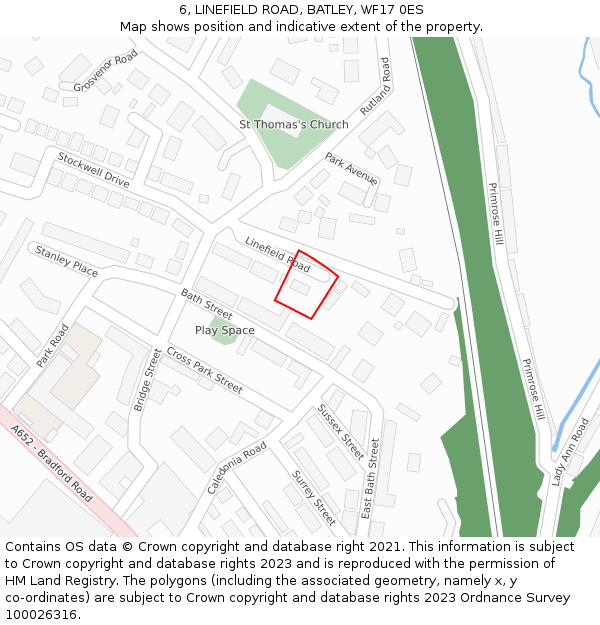 6, LINEFIELD ROAD, BATLEY, WF17 0ES: Location map and indicative extent of plot